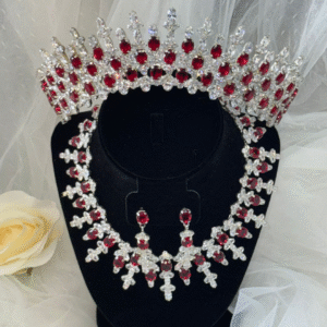 Red Zirconia Tiara Set