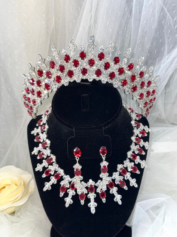 Red Zirconia Tiara Set - Imagen 5