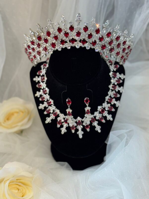 Red Zirconia Tiara Set - Imagen 4