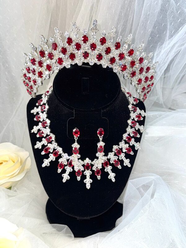Red Zirconia Tiara Set - Imagen 3