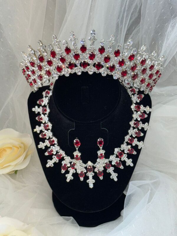 Red Zirconia Tiara Set - Imagen 2
